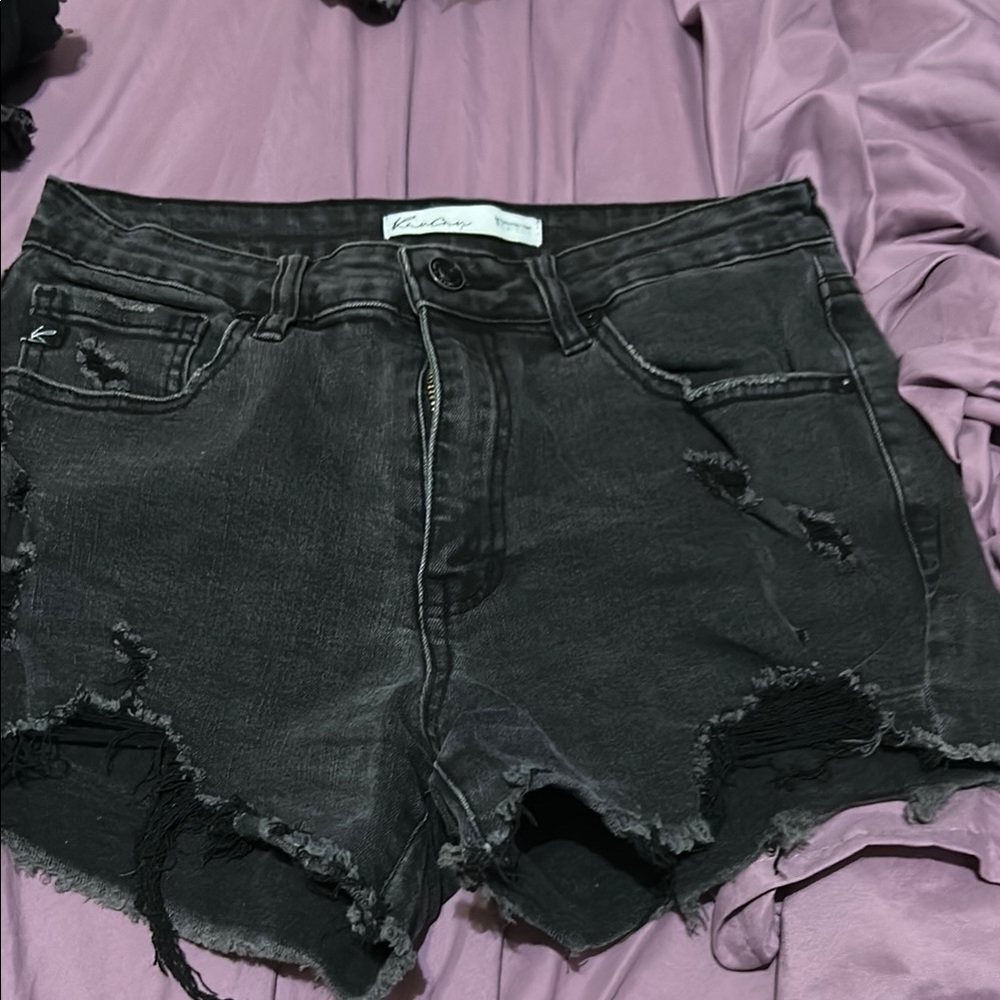 Maurices Black Distressed Jean Shorts